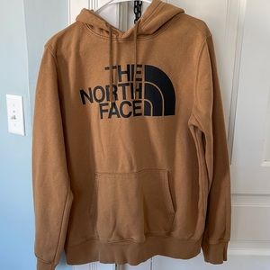 Mens The North Face Sweatshirt hoodie, Brownish yellow. Size medium